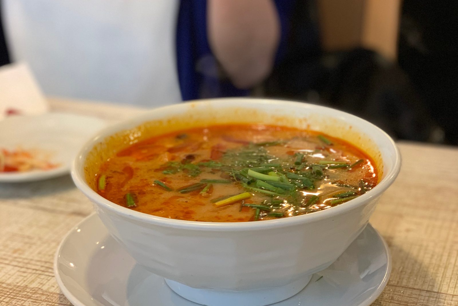 A bowl of tom yum soup